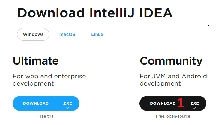 Pobranie IntelliJ IDE - Krok 1