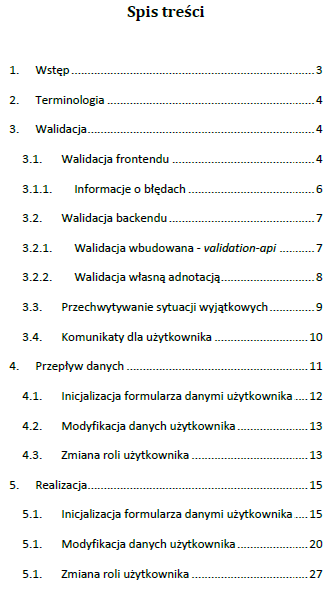 Formularz Podstawowy - Spis treści